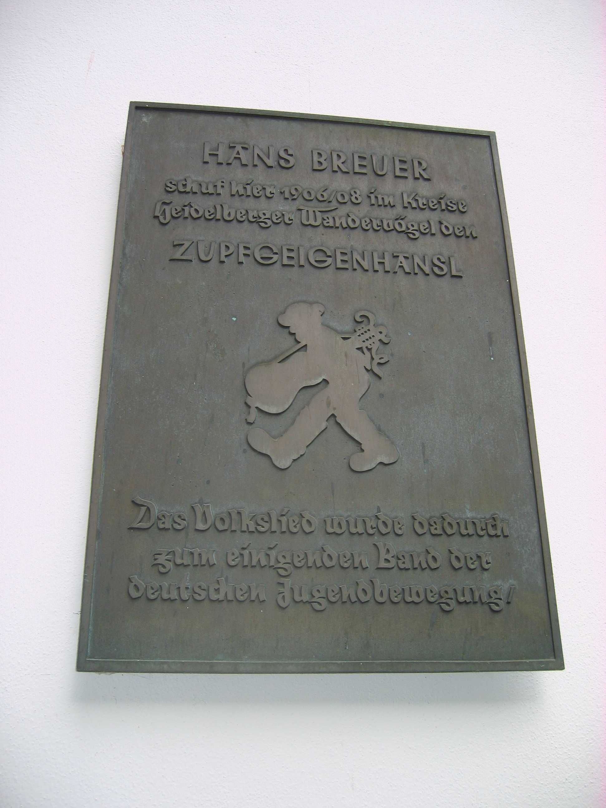Gedenktafel Hans Breuer Klingenteichstraße 27